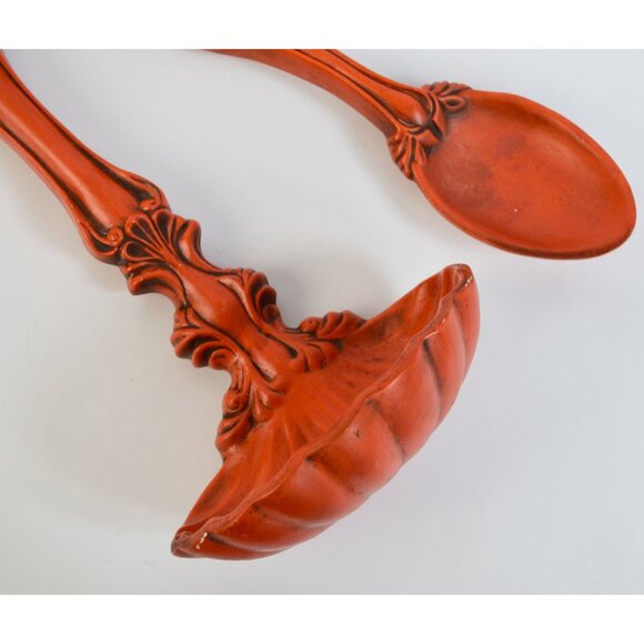 Vintage Large Spoon Ladle Ceramic Wall Hanging Decor Orange - Picture 2 of 4